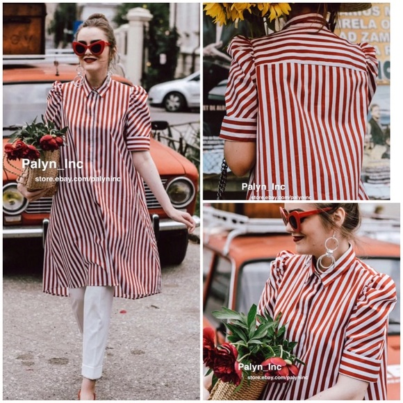 zara red and white striped dress